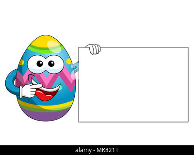Dekoriert Maskottchen Osterei Holding leer banner Isolated On White Stockfoto