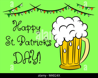 Happy St. Patrick's Day Krug Bier isoliert auf weißem Stockfoto