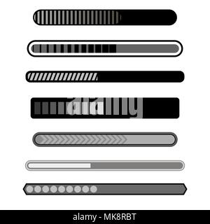 Fortschritte der Ladebalken graue Symbole Stock Vektor