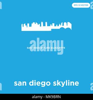 San Diego Skyline vektor Symbol auf blauem Hintergrund, Zeichen und Symbol isoliert Stock Vektor