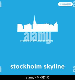 Stockholmer Skyline vektor Symbol auf blauem Hintergrund, Zeichen und Symbol isoliert Stock Vektor