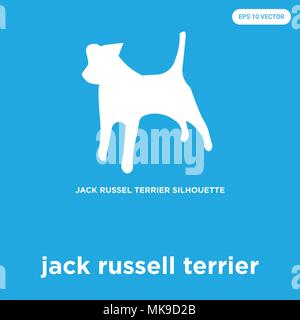 Jack Russell terrier Vektor Symbol auf blauem Hintergrund, Zeichen und Symbol isoliert Stock Vektor
