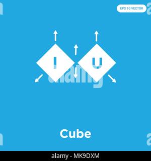 Cube vektor Symbol auf blauem Hintergrund, Zeichen und Symbol isoliert Stock Vektor