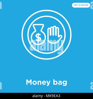 Geld beutel Vektor Symbol auf blauem Hintergrund, Zeichen und Symbol isoliert Stock Vektor