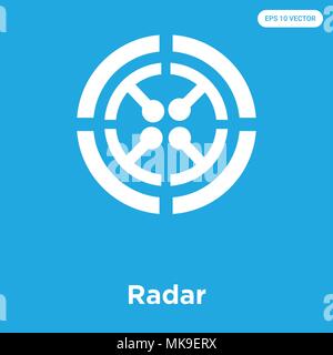 Radar vektor Symbol auf blauem Hintergrund, Zeichen und Symbol isoliert Stock Vektor