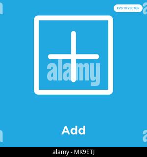 Hinzufügen vektor Symbol auf blauem Hintergrund, Zeichen und Symbol isoliert Stock Vektor