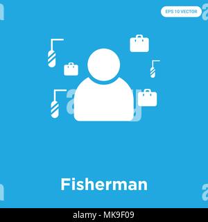 Fischer vektor Symbol auf blauem Hintergrund, Zeichen und Symbol isoliert Stock Vektor