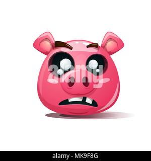 Lustig, nett, crazy pig Symbol. Dead smiley. Symbol für 2019. Stock Vektor