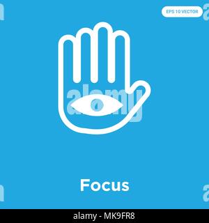 Fokus vektor Symbol auf blauem Hintergrund, Zeichen und Symbol isoliert Stock Vektor