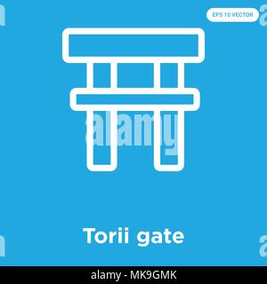 Torii-tor Vektor Symbol auf blauem Hintergrund, Zeichen und Symbol isoliert Stock Vektor