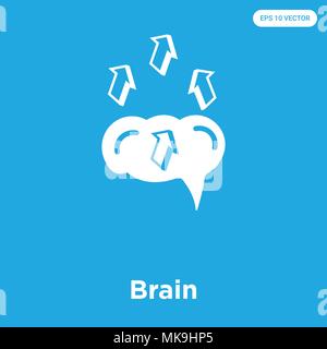 Gehirn vektor Symbol auf blauem Hintergrund, Zeichen und Symbol isoliert Stock Vektor