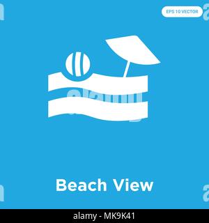Beach View vektor Symbol auf blauem Hintergrund, Zeichen und Symbol isoliert Stock Vektor
