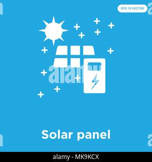 Solar Panel vektor Symbol auf blauem Hintergrund, Zeichen und Symbol isoliert Stock Vektor