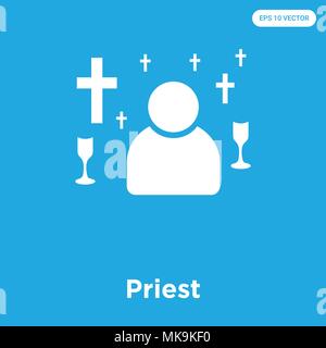Priester vektor Symbol auf blauem Hintergrund, Zeichen und Symbol isoliert Stock Vektor