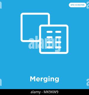 Zusammenführen von Vektor Symbol auf blauem Hintergrund, Zeichen und Symbol isoliert Stock Vektor