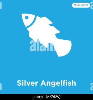Silber Angelfish vektor Symbol auf blauem Hintergrund, Zeichen und Symbol isoliert Stock Vektor