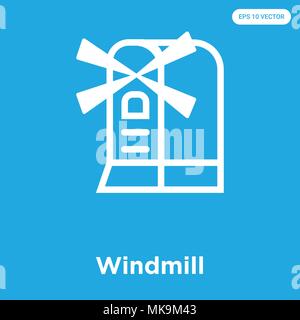 Mühle vektor Symbol auf blauem Hintergrund, Zeichen und Symbol isoliert Stock Vektor