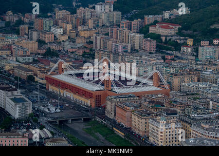 Genua Luftaufnahme von Hubschrauber marassi Luigi Ferraris Stadium Stockfoto