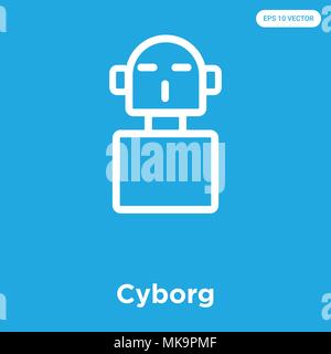Cyborg vektor Symbol auf blauem Hintergrund, Zeichen und Symbol isoliert Stock Vektor