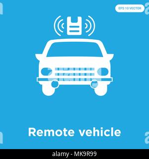 Remote Fahrzeug vektor Symbol auf blauem Hintergrund, Zeichen und Symbol isoliert Stock Vektor