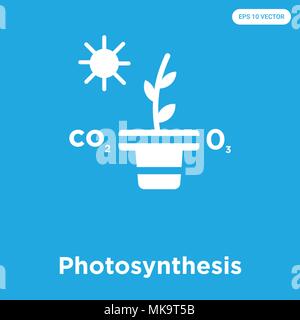 Die Photosynthese vektor Symbol auf blauem Hintergrund, Zeichen und Symbol isoliert Stock Vektor