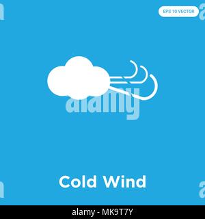 Kalter Wind vector Symbol auf blauem Hintergrund, Zeichen und Symbol isoliert Stock Vektor