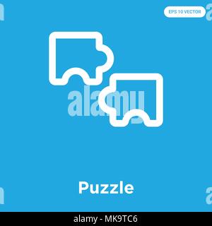 Puzzle vektor Symbol auf blauem Hintergrund, Zeichen und Symbol isoliert Stock Vektor