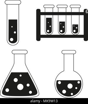 Schwarz und weiß die Wissenschaft Reagenzglas Silhouette. Bildung Thema Vector Illustration für Geschenkkarte Zertifikat Banner, Aufkleber, Abzeichen, Stempel, Log Stock Vektor