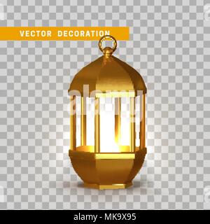 Gold vintage Laternen. Arabisch leuchtende Lampen. Isolierte realistische Lampen. Stock Vektor