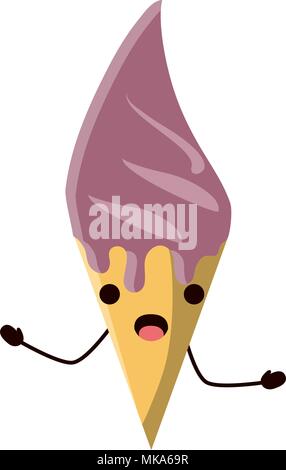 Kawaii Eis Symbol auf weißem Hintergrund überrascht, farbenfrohen Design. Vector Illustration Stock Vektor