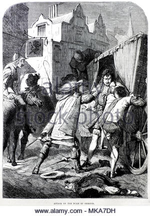 Auf James Butler, 1. Herzog von Ormond, 1610 - 1688 Angriff, am 6. Dezember 1670 von James Blut und seinen accomplaces, antike Darstellung von ca. 1880 Stockfoto