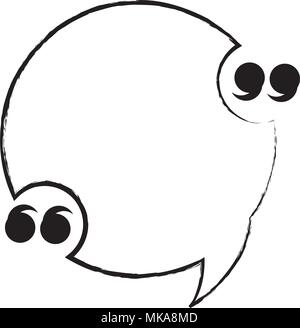 Skizze der Sprechblase im Kreis Form mit Anführungszeichen auf weißem Hintergrund, Vector Illustration Stock Vektor