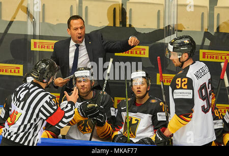 Herning, Dänemark. 7. Mai, 2018. Eishockey WM 2018, Herning, Mai 07, 2018 Marco Sturm, DEB Headcoach wütend, Gefühle DEUTSCHLAND - USA 0-3 Eishockey WM 2018 DEB, in Herning, Dänemark 07. Mai 2018 © Peter Schatz/Alamy leben Nachrichten Stockfoto