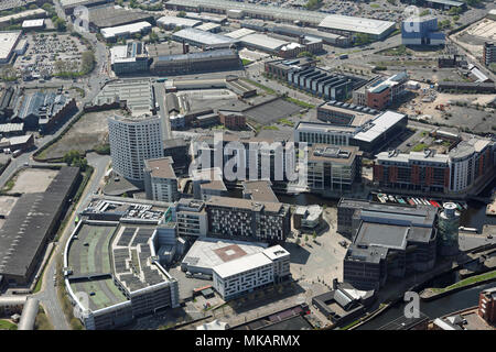 Luftaufnahme von Leeds Dock früher Clarence Dock, Leeds Stockfoto