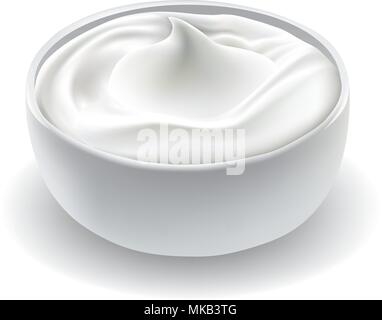 Schüssel saure Sahne Sauce Mayonnaise Eis Stock Vektor