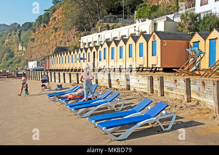 Shanklin Strand und Badekabinen, Isle of Wight, shanklin ich von W Hampshire, England, Stockfoto