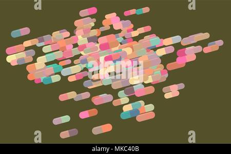 Zusammenfassung Kapseln, Medizin oder Pillen Illustrationen Hintergrund Muster. Apotheke Gesundheit konzeptionell. Vektorgrafik. Stock Vektor