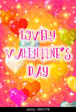 Valentine Hintergrund mit Herzen Luftballons Stock Vektor