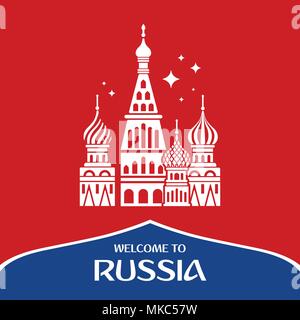 Zu Russland willkommen. Design Template mit modernen traditionelle Elemente der Kirche. Vector Illustration Stock Vektor