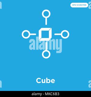 Cube vektor Symbol auf blauem Hintergrund, Zeichen und Symbol isoliert Stock Vektor