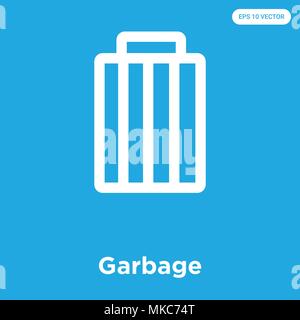 Garbage vektor Symbol auf blauem Hintergrund, Zeichen und Symbol isoliert Stock Vektor