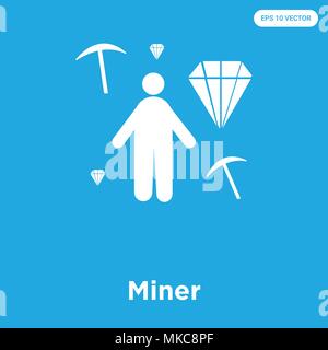 Miner vector Symbol auf blauem Hintergrund, Zeichen und Symbol isoliert Stock Vektor