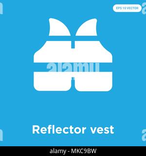 Reflektor weste Vektor Symbol auf blauem Hintergrund, Zeichen und Symbol isoliert Stock Vektor