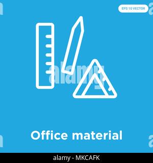 Büromaterial vektor Symbol auf blauem Hintergrund, Zeichen und Symbol isoliert Stock Vektor