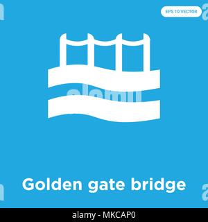 Golden Gate Bridge vektor Symbol auf blauem Hintergrund, Zeichen und Symbol isoliert Stock Vektor