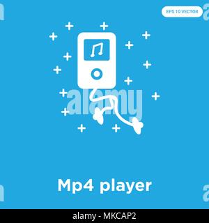 Mp4-Player vektor Symbol auf blauem Hintergrund, Zeichen und Symbol isoliert Stock Vektor