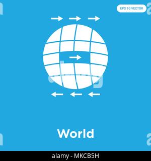 Welt vektor Symbol auf blauem Hintergrund, Zeichen und Symbol isoliert Stock Vektor