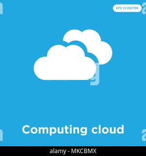 Cloud Computing vektor Symbol auf blauem Hintergrund, Zeichen und Symbol isoliert Stock Vektor