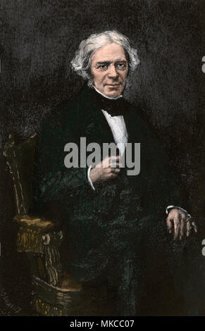 Michael Faraday. Hand - farbige Gravur Stockfoto