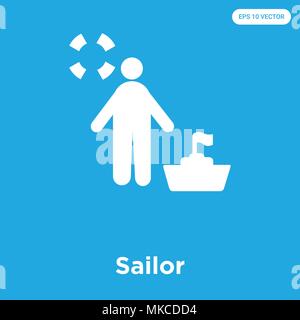 Sailor vektor Symbol auf blauem Hintergrund, Zeichen und Symbol isoliert Stock Vektor